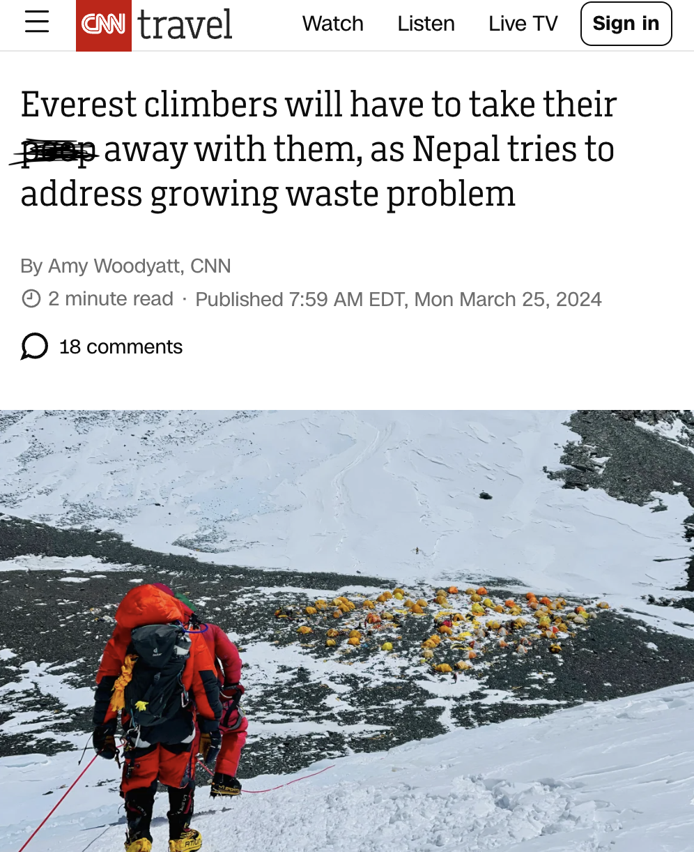 everest chinese rescue - Cnn travel Watch Listen Live Tv Sign in Everest climbers will have to take their prep away with them, as Nepal tries to address growing waste problem By Amy Woodyatt, Cnn 2 minute read Published Edt, Mon 18